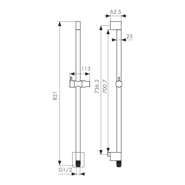 R-1142 Душевая стойка KAISER с подключением для душевого шланга 
